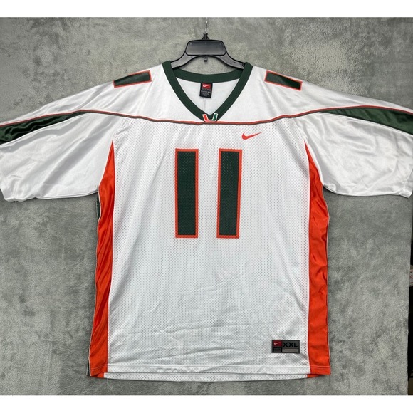 VTG Nike Adult Miami Hurricanes Football NCAA Jersey Sz XXL White Ken Dorsey #11 - Picture 1 of 9